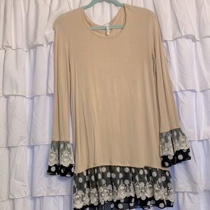 Polka dot ruffled tunic